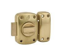 FTH - Verrou de Porte M60 à Bouton - Cylindre 45 mm - Coffre et Pêne Laiton Massif Poli - 3 Clés Crantées - Sécurité Domestique - Ø 60 x 90 mm - Jaune/Doré
