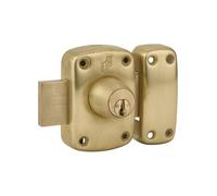 FTH - Verrou de Porte M60 Double Entrée - Cylindre 45 mm - Laiton Massif Poli - Sécurité Anti-arrachement - 3 Clés Crantées - Sécurité Domestique - Ø 60 x 90 mm - Jaune/Doré