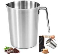 FTISSLY Pichet de Mesure 2 L en Acier Inoxydable 304 | Gobelet Doseur avec Graduations Précises et Bec Verseur Anti-Goutte, Grand Pot à Lait pour Cuisine, Restaurant, Bar et Café