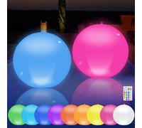 FTJKGH Lampe Solaire Flottante pour Piscine, 2 Pièces 13.4In LED Lampe Flottante Piscine Solaire, IP68 Solair Boule Lumineuse Piscine 16 RGB Solaire Lampe Flottante Sphère Lumière Pour Jardin Pelouse