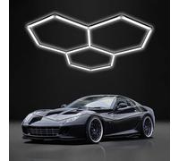 FTL Plafonnier LED Hexagonal pour Garage,3-Hex Luminaire de Garage à LED nid d'abeill Super Lumineuses 120W,6500K Blanc Froid éclairage Hexagonal LED pour Garage,Atelier,Salle de Sport