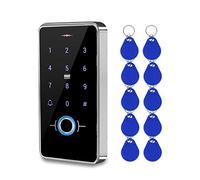 FTSTech Clavier de Porte Tactile à Empreinte Digitale Extérieure, Étanche IP68, Clavier de Lecteur de Carte IC 13,56 MHz, avec 10 Télécommandes Beues IC