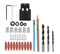 FTVOGUE 38 Pièces Guide de Poche à 15 Degrés, Outil de Menuiserie | Localisateur de poinçon en alliage d\'aluminium, Guide d\'angle de perçage Oblique, Kit de bagues filetées, assemblage de