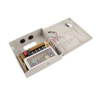 FTVOGUE Boîtier d'alimentation CCTV, Boîtier d'alimentation CCTV en Métal 12 V 4 Canaux 5 A avec Entrée 110 V 220, Protection par Fusible et Verrouillage de Prise CA pour Distribution de Caméras de