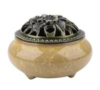 FTVOGUE Céramique Brûleur D'encens Glace Craquelant Porcelaine Encensoir Porte-Encens Accueil Teahouse Décor Calabash Porte-Encens (Amber Yellow)