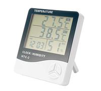 FTVOGUE Compteur Numérique de Température et d'humidité à Grand écran avec | Matériau ABS, alimenté par Pile AAA 1,5 V, Alarme de Calendrier, Fil de Sonde de 1,5 M, Support Mural ou de Bureau,