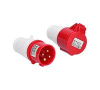 FTVOGUE Connecteur de Prise Industriel, Ensemble de Prises de Courant Triphasées à 4 Broches en Laiton PA66, 380 à 415 V, 16 A, IP44, Mise à la Terre 6 H, pour l'industrie, les Aéroports, les Quais