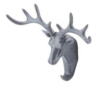 FTVOGUE Crochet Mural Tête de Cerf, Matière Plastique, Conception 3D, Installation sans Perçage, Idéal pour Manteau, Chapeau, clé, Porte-bijoux pour la Décoration Intérieure (GRAY)