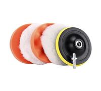 FTVOGUE Ensemble de 6 Tampons de Polissage de Voiture, éponge et Tampon de Polissage en Laine, 4 Pouces avec Tampon de Support et Adaptateur M10 pour Le Cirage, Le, Le Scellage, Le Glaçage, Les