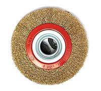 FTVOGUE Ensemble de Brosses de Roue en Fil d'établi, Outil de Polissage et de Meulage de Fil d'acier Recouvert de Cuivre, Roue Sertie à Arbre de 6 Pouces 150 Mm 32 Mm pour Enlever les Bavures de