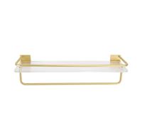 FTVOGUE Étagères Suspendues de Salle de Bain, étagère Flottante Murale, Support de Rangement en Acrylique avec Porte-Serviettes, Espace en Aluminium 40 X 10 X 9 Cm, Installation par Poinçon pour