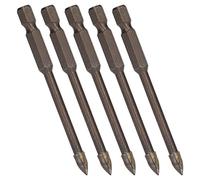 FTVOGUE Foret Cruciforme, Forets à Carrelage en Carbure avec Tige Hexagonale de 1 4 Pouces, Ouvre-trou de 6 Mm pour Béton Vitrocéramique, Paquet de 5 pour Perceuses électriques Manuelles et (5