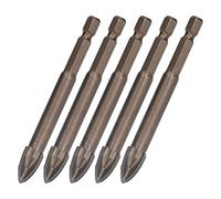 FTVOGUE Foret Cruciforme, Forets à Carrelage en Carbure avec Tige Hexagonale de 1 4 Pouces, Ouvre-trou de 6 Mm pour Béton Vitrocéramique, Paquet de 5 pour Perceuses électriques Manuelles et (12mm)