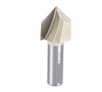 FTVOGUE Fraise à Rainure en V à 90 Degrés, Tige de 1/2 Pouce, Pointe en Carbure de 1 Pouce de Diamètre pour le Bois, le Plastique et le Métal Souple avec une Profondeur de Coupe de