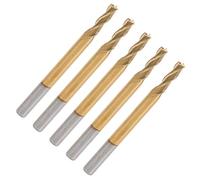 FTVOGUE Fraise Trois Tailles en Carbure de Tungstène, Fond Plat 3,175 Mm | Revêtement anti-oxydation plaqué Ti, longueur de coupe de 8 mm, pour la sculpture en relief 3D, le fraisage du bois dur et