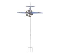 FTVOGUE Girouette d'avion, Girouette en Métal Fabriquée à la Main avec Peinture Résistante à la Rouille, Indicateur de Direction du Vent Rotatif, Décoration de Jardin Bleue de 11,4 Pouces pour