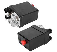 FTVOGUE Interrupteur Automatique de Pression d'air Noir Vertical 3 Phases 4 Voies 380 V 20 A G1 Filetage 4 Pouces Fer Laiton Plastique pour Contrôle de Réservoir de Compresseur d'air et Pièces
