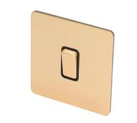 FTVOGUE Interrupteur Mural Panneau en Acier Inoxydable à Double Commande AC250V 50Hz 86 X 86 Mm Imitation Plaque d'or Base PC Isolée pour la Maison, la Chambre à Coucher, le Salon, le Bureau
