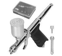 FTVOGUE Kit d'aérographe T217B en Métal avec Gobelets de Peinture 15 CC, Atomisation Fine et Buse Réglable pour Peinture, Modélisme, Maquillage et Décoration de Gâteaux (0,3 mm)