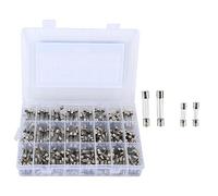 FTVOGUE Kit D'assortiment de Fusibles à Tube en Verre 360 pièces à Soufflage Rapide 250 V avec Capuchons en Cuivre nickelé en Laiton pour Appareils Ménagers Compteurs Automobiles