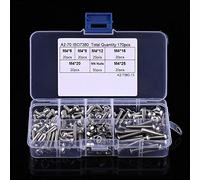 FTVOGUE Kit d'assortiment de Vis en Acier Inoxydable M4, 170 Pièces, Boulons et écrous à Tête Bombée à Six Pans Creux, Ensemble de Fixations Métriques 304 A2 70 pour la Construction Industrielle, la