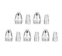 FTVOGUE Kit de Consommables pour Torche P80, électrode et Buse en Cuivre | Remplacement de torche compatible PT-31 -40, jeu de 5 pointes d\'électrode, arc pilote précis de 1,1 mm pour trancher la tôle