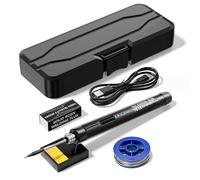 FTVOGUE Kit de Fer à Souder USB, Stylo à Souder électrique Portable avec 3 Pointes Interchangeables, Batterie de 800 MAh, Température Réglable de 300 à 400 ℃, pour la (Ensemble de fer à)