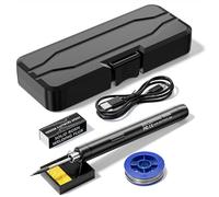 FTVOGUE Kit de Fer à Souder USB, Stylo à Souder électrique Portable avec 3 Pointes Interchangeables, Batterie de 800 MAh, Température Réglable de 300 à 400 ℃, pour la (Ensemble de fer à)