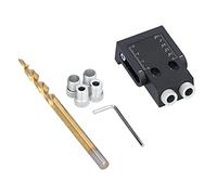 FTVOGUE Kit de Gabarit de Trou de Poche, Localisateur de Trou de Perçage Oblique à 15 Degrés en Alliage d'aluminium avec Système de Menuiserie 39 Pièces, 6 Douilles de Perçage et Anneaux d'arrêt