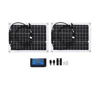 FTVOGUE Kit de Panneaux Solaires Monocristallins Flexibles 30 W en PET avec Contrôleur 50 A, Chargeur de Batterie 12 V 24 V, étanche pour Camping-car, Camping Marin, Utilisation Hors Réseau