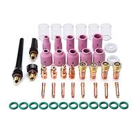 FTVOGUE Kit de Soudage TIG, Ensemble d'accessoires de Torche en Cuivre avec Coupelle en Verre et Lentille à Gaz pour WP17 WP18 WP26, Kit de Torche de Soudage 46 Pièces avec Joints Toriques, Joints de