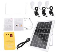 FTVOGUE Kit Générateur de Panneaux Solaires, Centrale électrique Portable avec Batterie Intégrée de 6 000 MAh, 4 Ports USB, 3 Ampoules LED et Lampe de Poche pour le Camping, la Maison, les Zones sans