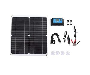 FTVOGUE Kit Panneau Solaire 20W 12V Monocristallin avec Contrôleur 10A pour | 21 % de Rendement élevé, étanchéité IP65, Sortie USB et 12 V, Montage Facile avec œillets et mousqueton.
