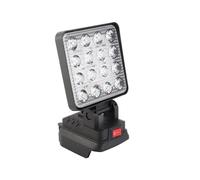 FTVOGUE Lampe de Travail LED sans Fil ABS, Projecteur Extérieur 48 W 4800 Lm avec 16 LED de Protection Basse Tension, Sortie USB pour Garage, Camping, Atelier de Réparation pour Batterie 18 V