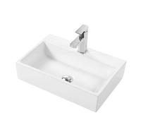 FTVOGUE Lavabo en Céramique Rectangulaire, Lavabo de Salle de Bain Au-dessus du Comptoir de 20,87 X 14,17 X 4,72 Pouces (WHITE)
