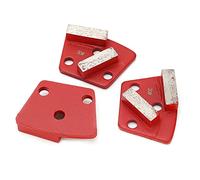 FTVOGUE Lot de 3 Patins de Meulage Diamantés Trapézoïdaux, 30, 2 Dents, Bloc de Meulage de Béton, Matériel Rouge pour Coupe Agressive et de Surface en Béton pour Meuleuses de Sol