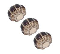 FTVOGUE Lot de 3 Poignées de Porte Vintage en Forme de Citrouille en Céramique avec Vis en Acier Inoxydable, Poignée Arrondie 4 X 4 X 3 Cm pour Tiroir de Cuisine, Placard, Bibliothèque (GOLD)