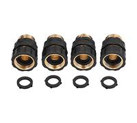 FTVOGUE Lot de 4 Connecteurs Rapides pour Tuyau D'Arrosage en Laiton, sans Fuite, Connexion Facile, Déconnexion avec Poignées en Caoutchouc, 3/4 Pouces pour Arrosage de Pelouse,