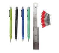 FTVOGUE Lot de 4 Stylos de Traçage Magnétiques en Carbure de Tungstène avec Règle pour Carrelage en Céramique, Verre, Marbre, Pierre, Métal, bois.