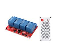 FTVOGUE Module de Relais de Réception à 4 Canaux Ensemble de Commutateurs de Télécommande Infrarouge 4CH avec Télécommande de Batterie Incluse pour les Projets de Bricolage Domotique (5V)