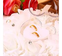 FTVOGUE Oreiller pour Alliances de Mariage en Forme de Cœur, Ruban de Satin, Mousse de Perles, Décoration Florale, 19 X 18,5 Cm, pour Cérémonie de Mariage, Fête Nuptiale, échange de Bagues