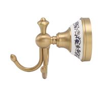 FTVOGUE Patère Antique en Porcelaine Bleue et Blanche Patère à 3 Broches en Cuivre en Acier Inoxydable en Céramique Crochet Mural pour Serviettes pour Salle de Bain, Chambre à Coucher, Utilisateurs