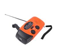 FTVOGUE Radio Solaire d'urgence à Manivelle, 6000mAh, avec AM/FM/NOAA, Alerte Météo, Lampe de Poche, Batterie Externe pour Camping en Plein Air (Orange)