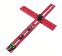 FTVOGUE Règle de Positionnement de Perçage pour le Travail du Bois, Règle de Mesure Multi-angle en Alliage d'aluminium avec Niveau à Bulle à Double Axe, Outil de Cheville de Perçage en Forme de T
