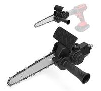 FTVOGUE Scie à Chaîne pour Perceuse 15 Cm, Outil de Coupe Bois (BLACK) | Plaque de Guidage et Chaîne en Alliage, Compatible avec Mandrin à Trois Mors de 6-13 Mm, Kit de Modification Portable pour