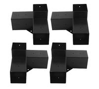 FTVOGUE Support de Pergola Support D'extension d'angle à 3 Voies Kit de en Bois surélevé en Acier Enduit de Poudre Noire Robuste avec Matériel Antirouille pour Tonnelle de (4PCS)