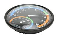 FTVOGUE Thermomètre Hygromètre à Aiguille avec Cadran Rond et Verre incurvé pour Usage Intérieur et Extérieur, Mural ou Suspendu (TH101 noir)