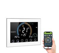 FTVOGUE Thermostat WiFi Intelligent écran Tactile LCD 4,8", Compatible Home, 6 Périodes Programmables 5+1+1 pour Chaudière Eau Gaz Chauffage, avec Affichage Indice UV humidité Fonction (WiFi)