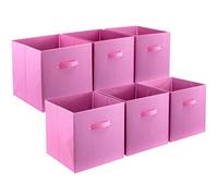 FTYEBDNC Boîtes de Stockage de Cube de 6 Pièces, Boîte Pliable de L'Organisateur de Cubes de Tissu Pour Les Livres de Vêtements Boîtes de Stockage À Domicile/Pink/27 * 27 * 28Cm