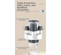 FUANA Adaptateur de vidange d'évier facile à utiliser avec anneau d'étanchéité, connecteur de tuyau en plastique anti-odeur pour évier de cuisine, raccord de drainage blanc peu encombrant, 15 x 10 x 7